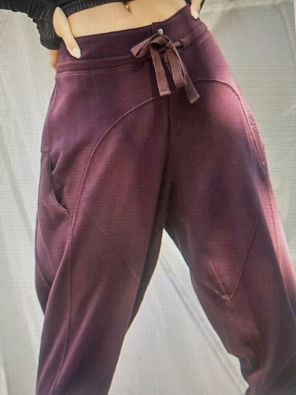 Free People Movement SUMMIT Scout Rich Raisin Drawstring Cropped Fleece Pants